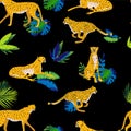 Vector seamless background with cheetahs. Royalty Free Stock Photo