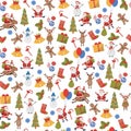 Seamless background with Christmas and New Year symbols