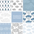Vector seamless background with clouds. Set of patterns. Royalty Free Stock Photo