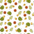 Vector seamless background with colored leaves