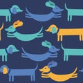 Vector seamless background with colorful dogs