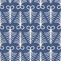 Vector seamless background with fern leaves. Beautiful repeating texture. Whine in blue