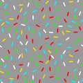 Vector Seamless background with grey donut glaze. Decorative bright sprinkles texture pattern design Royalty Free Stock Photo