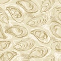 Vector seamless background of hand drawn oysters isolated on a white background