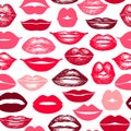 Vector seamless background. lips hand drawn prints. Royalty Free Stock Photo