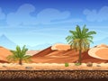 Vector seamless background - palm trees in desert Royalty Free Stock Photo