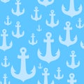 Vector Seamless background pattern with anchors on blue backdrop Royalty Free Stock Photo