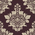 Damask woodland seamless pattern