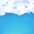 Vector seamless background realistic sky with white clouds on a blue mesh gradient.Horizontal seamless pattern of clouds Royalty Free Stock Photo