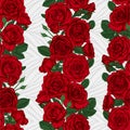 Vector seamless background with red roses, buds and leaves. design element for greeting card and invitation of the wedding, Royalty Free Stock Photo