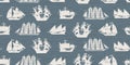 Vector seamless background with various sailing ships