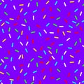 Vector Seamless background with violet donut glaze. Decorative bright sprinkles texture pattern design Royalty Free Stock Photo