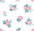 Vector seamless background with wild roses, vintage style. Royalty Free Stock Photo