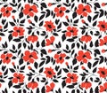 Vector seamless background with wild roses, vintage style. Hand drawn fabric design. Stylish bright floral seamless pattern.