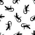 Vector seamless backgrounds with salamanders. monochrome pattern with lizards. Royalty Free Stock Photo