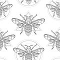 Vector seamless bee pattern Royalty Free Stock Photo