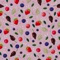 Vector seamless berries pattern Royalty Free Stock Photo