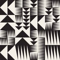 Vector Seamless Black And White Abstract Geometric Irregular Triangle Tiling Pattern