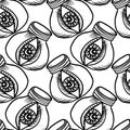 Vector seamless black and white abstract pattern of ornamental eyes in test tube