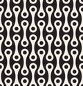 Vector Seamless Black and White Arc Connected Circles Rounded Lines Pattern Royalty Free Stock Photo