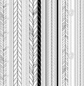 Vector Seamless Black and White Braids and Cords Background Repeating Simple Ropes Template for Design Project