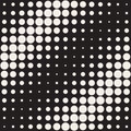 Vector Seamless Black and White Circles Diagonal Gradient Halftone Pattern