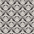 Vector Seamless Black And White Concentric Circles Optical Illusion Pattern Royalty Free Stock Photo