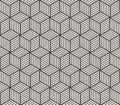 Vector Seamless Black And White Cube Shape Lines Geometric Pattern Royalty Free Stock Photo