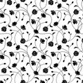 Seamless black and white floral pattern. Vector illustration.