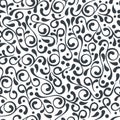 Vector seamless black and white flourish pattern.