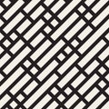 Vector Seamless Black and White Geometric Diagonal Lines Irregular Pattern