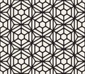 Vector Seamless Black And White Geometric Hexagon Rounded Grid Pattern Royalty Free Stock Photo