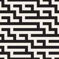 Vector Seamless Black and White Geometric Maze Lines Pattern