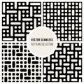 Vector Seamless Black and White Geometric Pattern Collection Royalty Free Stock Photo