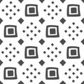 Vector seamless black and white geometric pattern of hand-drawn squares and rhombuses. For decor, textile, fabric, carpet, Royalty Free Stock Photo