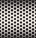 Vector Seamless Black and White Halftone Hexagonal Grid Pattern