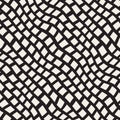 Vector Seamless Black and White Hand Drawn Diagonal Rectangles Lines Pattern