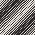 Vector seamless black and white hand drawn diagonal wavy lines pattern. Abstract freehand background design Royalty Free Stock Photo