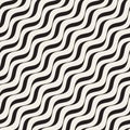 Vector Seamless Black and White Hand Drawn Diagonal Wavy Lines Pattern Royalty Free Stock Photo