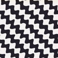 Vector Seamless Black and White Hand Drawn Diagonal Wavy Zigzag Lines Pattern Royalty Free Stock Photo