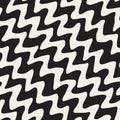 Vector Seamless Black and White Hand Drawn Diagonal Wavy Zigzag Lines Pattern Royalty Free Stock Photo