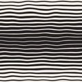 Vector Seamless Black and White Hand Drawn Horizontal Wavy Lines Pattern Royalty Free Stock Photo