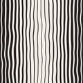 Vector Seamless Black and White Hand Drawn Vertical Wavy Lines Pattern Royalty Free Stock Photo