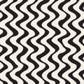 Vector Seamless Black and White Hand Drawn Wavy Lines Pattern Royalty Free Stock Photo