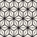 Vector Seamless Black And White Hand Painted Line Geometric Rhombus Grid Pattern Royalty Free Stock Photo