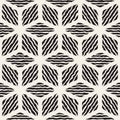 Vector Seamless Black And White Hand Painted Line Geometric Rhombus Stripes Pattern