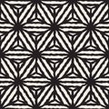 Vector Seamless Black And White Hand Painted Line Geometric Star Stripes Pattern