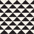 Vector Seamless Black And White Hand Painted Line Geometric Triangles Checker Pattern