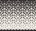 Vector Seamless Black and White Hexagon Triangle Split Lines Halftone Gradient Pattern Royalty Free Stock Photo