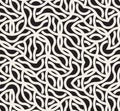 Vector Seamless Black And White Irregular Arc Lines Maze Pattern Royalty Free Stock Photo